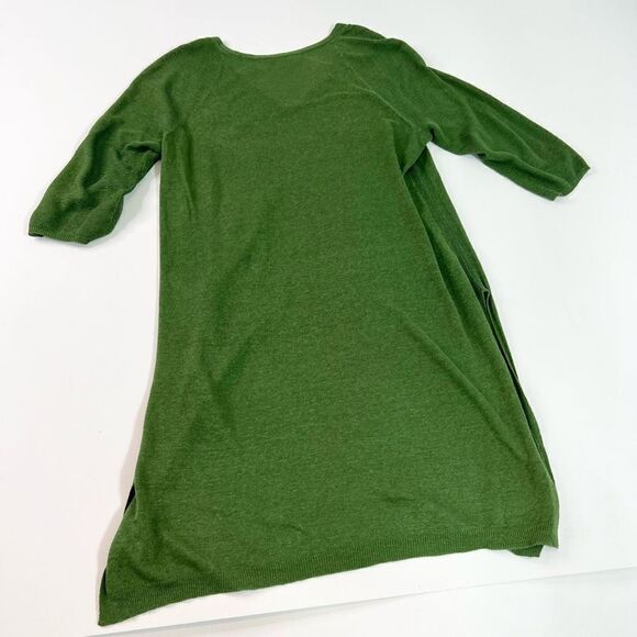 J.Jill Tunic Sweater Dress Women's Medium 3/4 Sleeve Linen Blend Two Side Slits - Picture 10 of 11